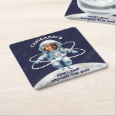Astronaut Birthday Party 1st Trip Around the Sun Rechteckiger Pappuntersetzer (angewinkelt)