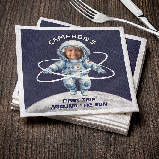 Astronaut Birthday Party 1st Trip Around the Sun Serviette