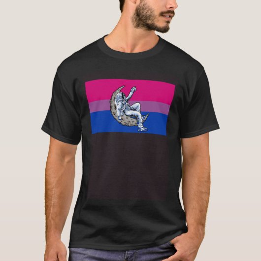 Astronaut Bisexual Pride Flag Crescent Moon Outer T-Shirt (Vorderseite)