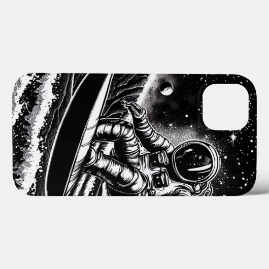 ASTRONAUT BLACK AND WHITE, SURF THE UNIVERSE Case-Mate iPhone HÜLLE (Rückseite (Horizontal))
