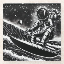 ASTRONAUT BLACK AND WHITE, SURF THE UNIVERSE GLASUNTERSETZER