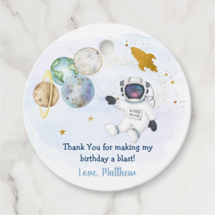 Astronaut Blue Gold Outer Space Geburtstag Geschenkanhänger