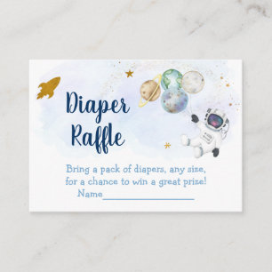 Astronaut Blue Gold Space Baby Diaper Raffel Begleitkarte