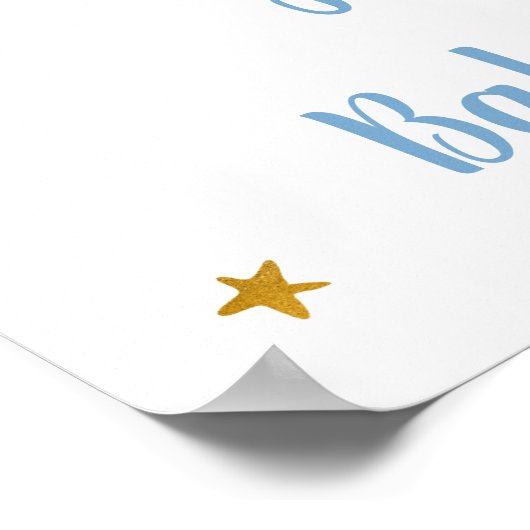 Astronaut Blue Gold Space Baby Dusche willkommen Poster (Ecke)