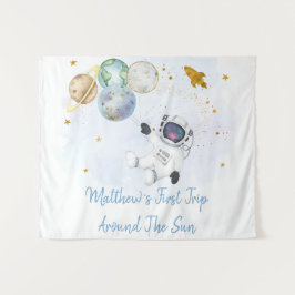 Astronaut Blue Gold Space Geburtstagsgrunst Wandteppich