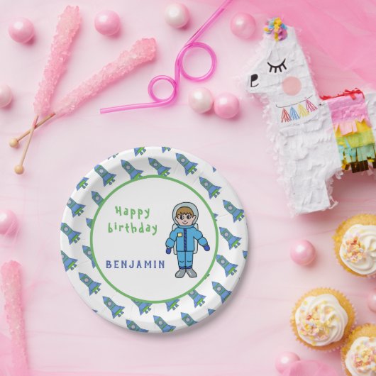 Astronaut Bockets Weltraumname Geburtstag Pappteller (Party)