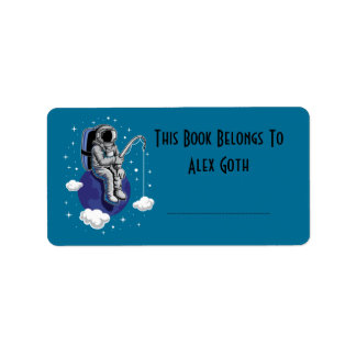 Astronaut Book Label Custom Name Adressaufkleber