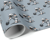 Astronaut Bowling Geschenkpapier (Rolleneckpunkt)
