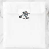 Astronaut Bowling Quadratischer Aufkleber (Tasche)