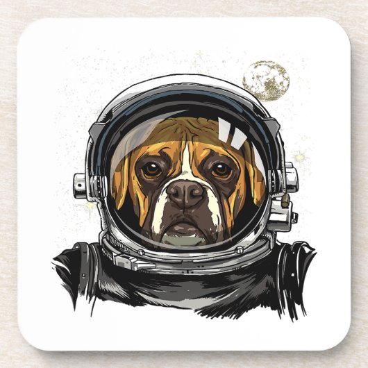 Astronaut Boxer Dog Weltraumforschung Astronomie Getränkeuntersetzer (Vorderseite)