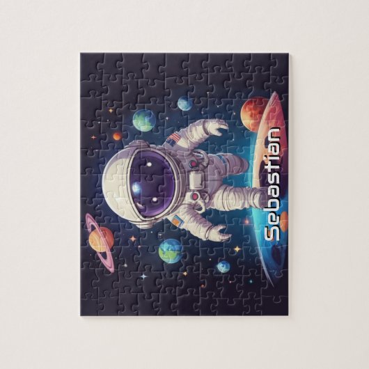 Astronaut Boy Exploration Space Personalisiert Puzzle (Vertikal)
