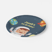 Astronaut Boy Galaxy Space Birthday Party Supplies Pappteller (Schrägansicht)
