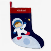 Astronaut Boy Kid's Personalisiert Kleiner Weihnachtsstrumpf (Vorderseite)