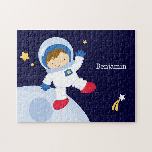 Astronaut Boy Kid's Personalisiert Puzzle (Horizontal)