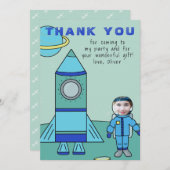 Astronaut Boy Moon Setzen Sie Ihre Gesichtskarte e Dankeskarte (Vorne/Hinten)