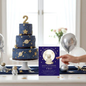 Astronaut Boy Moon Star Watercolor Second Birthday Einladung