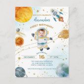 Astronaut Boy Space 1st Birthday Photo Postkarte (Vorderseite)