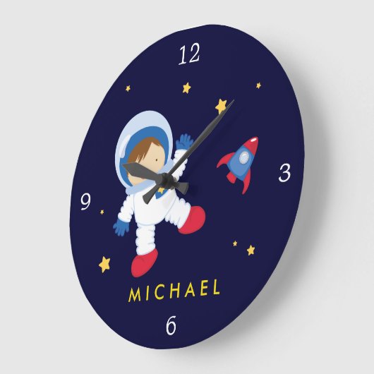Astronaut Boy Space Themed Große Wanduhr (Winkel)