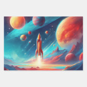 Astronaut Boys Birthday Rocket Outer Space 3 Geschenkpapier Set (Vorderseite 3)