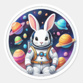 Astronaut Bunny Odyssey Runder Aufkleber