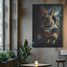 Astronaut Bunny Weltraum-Kinderzimmerposter 