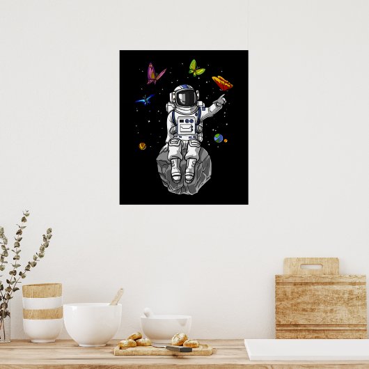 Astronaut Butterfliegen Poster (Küche)