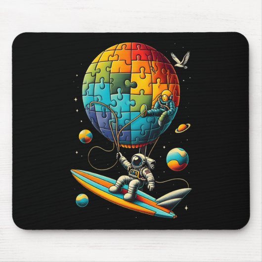 Astronaut Bylloon Autistic Awareness Space Autisti Mousepad (Vorne)