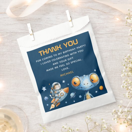 Astronaut Cat Blast Off 1st Birthday Thank You  Geschenktütchen (Ausgeschnitten)