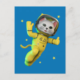 Astronaut Cat Cartoon Postkarte