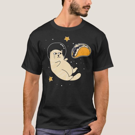 Astronaut Cat in Outer Space Taco Moon T-Shirt (Vorderseite)