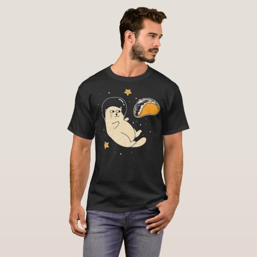 Astronaut Cat in Outer Space  Taco Moon T-Shirt (Vorne ganz)