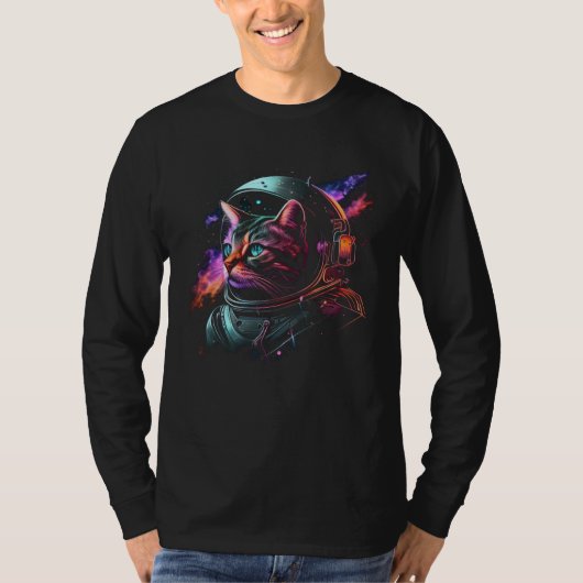 Astronaut Cat or  Space Cat on Galaxy Cat T-Shirt (Vorderseite)