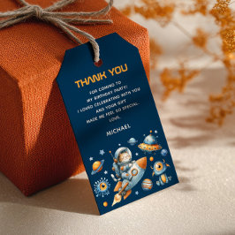 Astronaut Cat Outer Space 1st Birthday Thank You Geschenkanhänger
