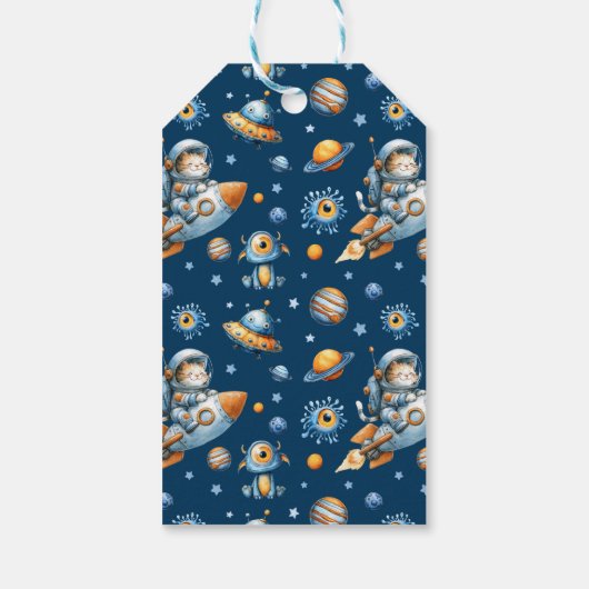 Astronaut Cat Outer Space 1st Birthday Thank You Geschenkanhänger (Rückseite)