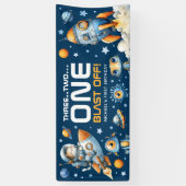 Astronaut Cat Outer Space Blast Off 1st Birthday Banner (Vertikal)