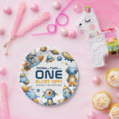 Astronaut Cat Outer Space Blast Off 1st Birthday Pappteller (Party)