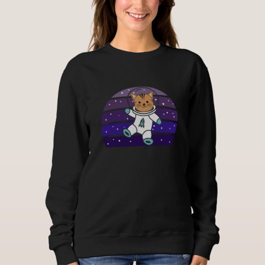 Astronaut Cat Planet Earth Mars Space Sweatshirt (Vorderseite)