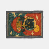 Astronaut Cat Ramen Japanese Graphic Tees Men Wome Fleecedecke (Vorderseite (Horizontal))