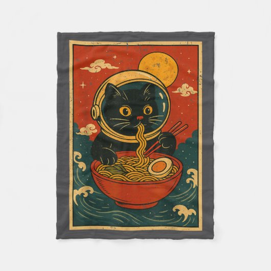 Astronaut Cat Ramen Japanese Graphic Tees Men Wome Fleecedecke (Vorderseite)