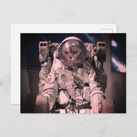ASTRONAUT CAT RAUM POSTCARD POSTKARTE (Vorne/Hinten)