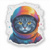 Astronaut Cat Space Funny Cat Lover Aufkleber (Vorderseite)