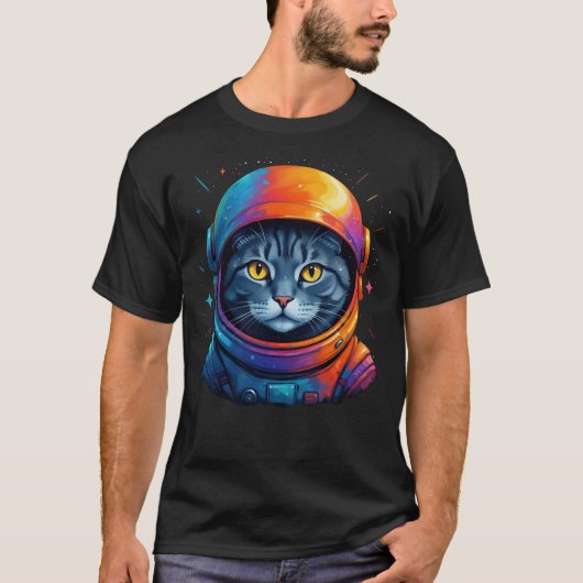 Astronaut Cat Space Funny Cat Lover T-Shirt (Vorderseite)
