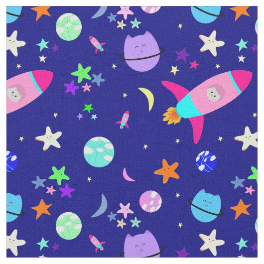 astronaut cat spaceship galaxy stoff (Nahaufnahme)