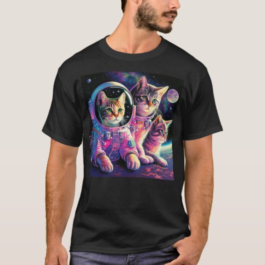 Astronaut Cat stars Space planet Kitty Galaxy Kitt T-Shirt (Vorderseite)