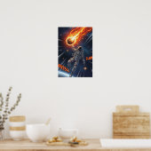 Astronaut Catches Meteor in Space Dreamy Cosmic Poster (Küche)