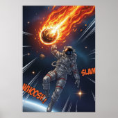 Astronaut Catches Meteor in Space Dreamy Cosmic Poster (Vorne)
