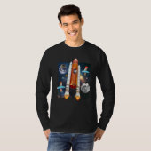 Astronaut Cats In Outer Space Meow Spaceship UFO K T-Shirt (Vorne ganz)