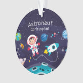 Astronaut child on the moon, monogrammed name ornament (Vorderseite)