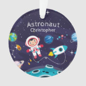 Astronaut child on the moon, monogrammed name ornament (Vorderseite)