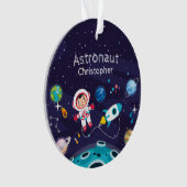 Astronaut child on the moon, monogrammed name ornament (Vorderseite)